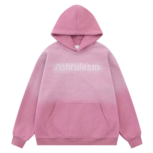 Black grey washed gradient hooded sweatshirt