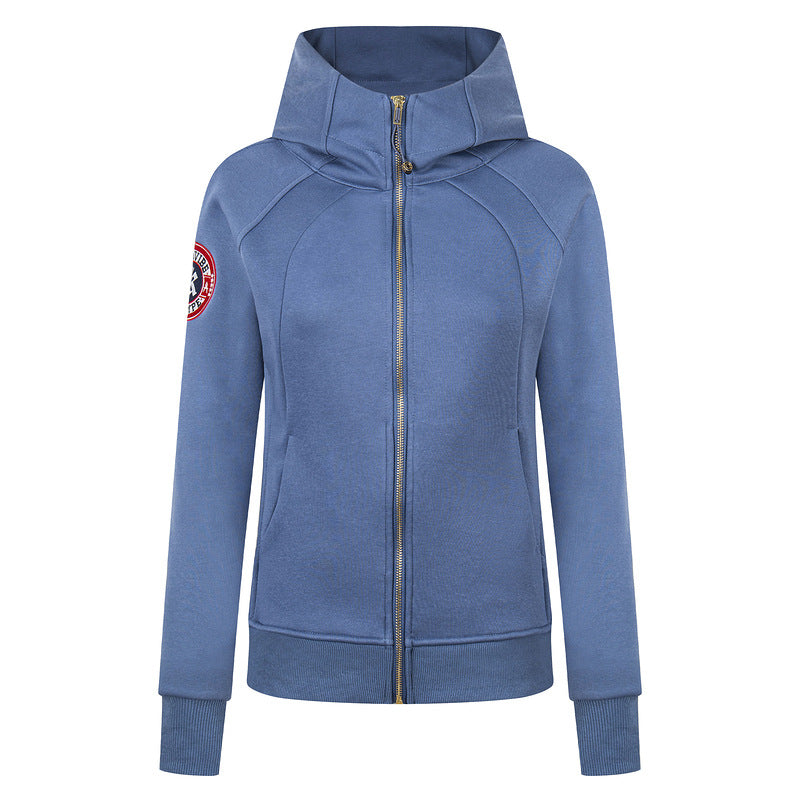 Slim fit hooded zipper sweatshirt jacket for women