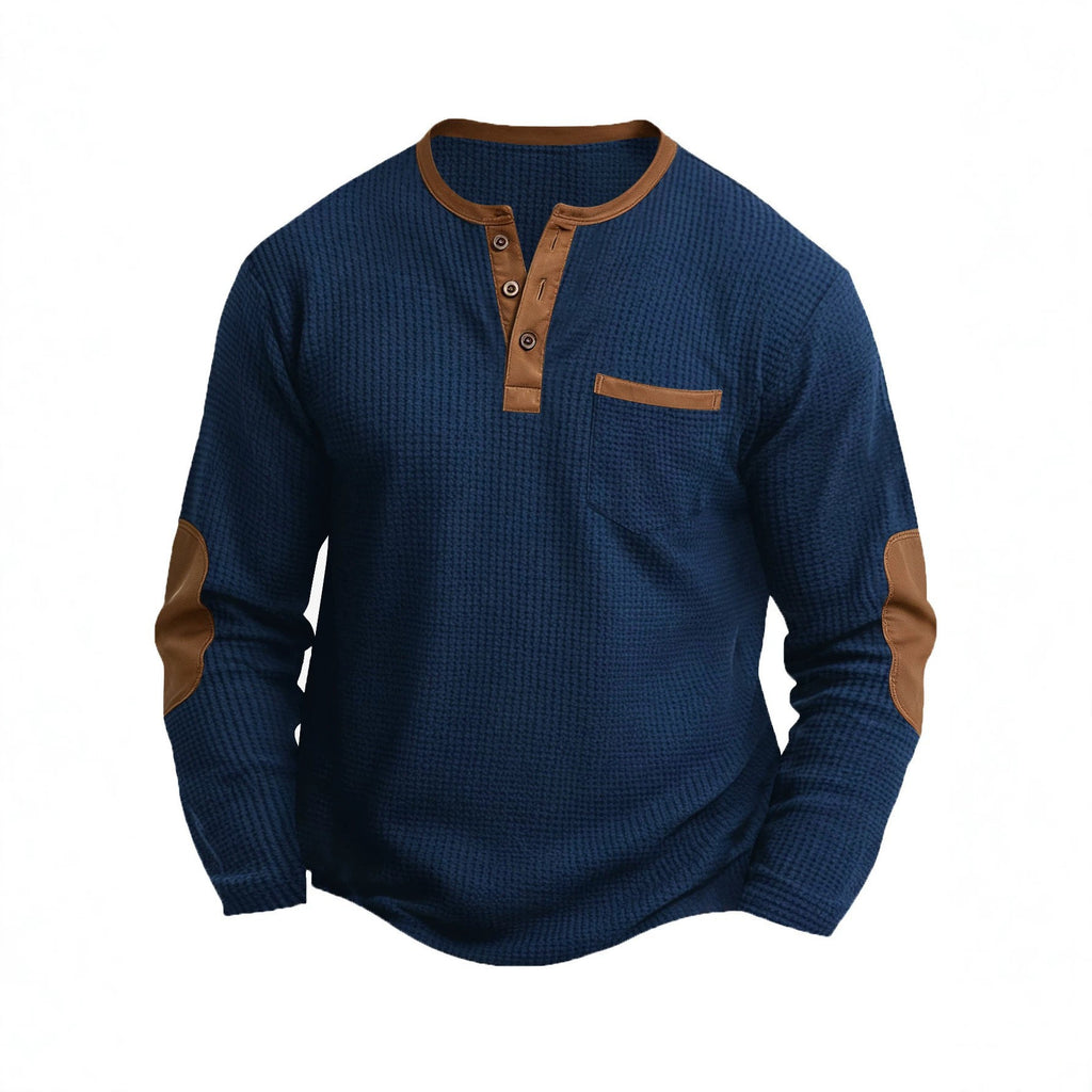 Men's Casual Plus Size Spliced Long Sleeve V-Neck Fake Two Piece T-Shirt
