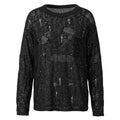 Broken hole hollow sequin knit sweater round neck sweater