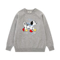 Embroidered round neck sweater loose sweater