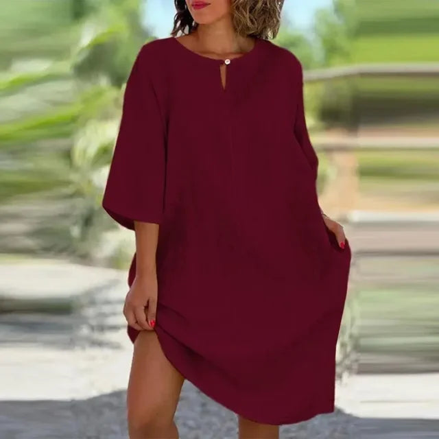 Cotton Linen Casual Summer Dress for Women Clothing Fashion Y2k Clothes Vintage Streetwear Comfortable Loose Harajuku Summer