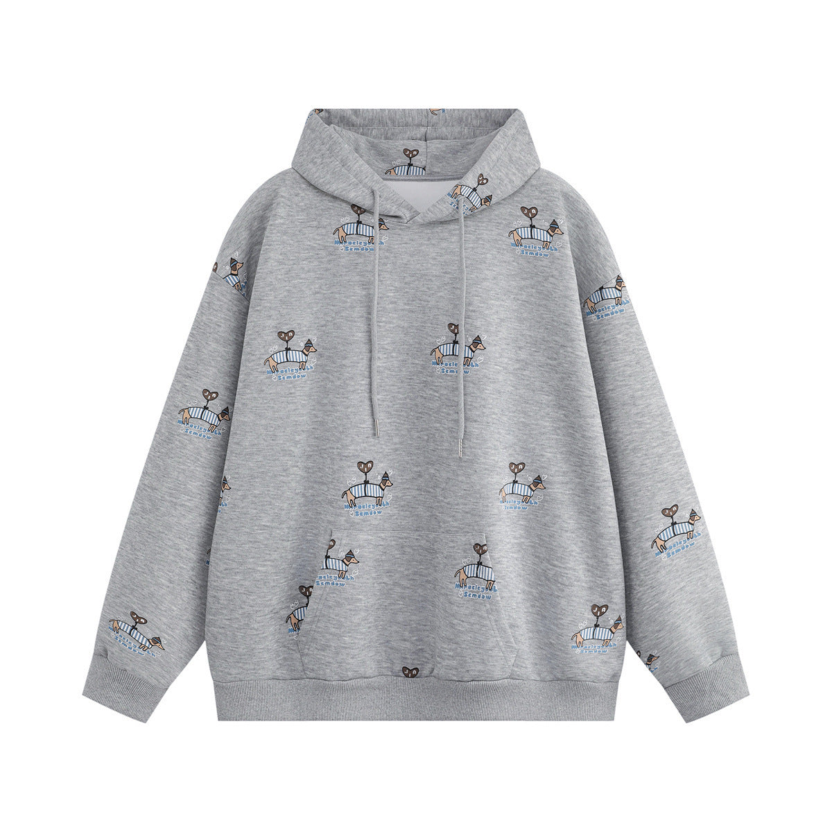 Full printed dog embroidery hooded sweatshirt
