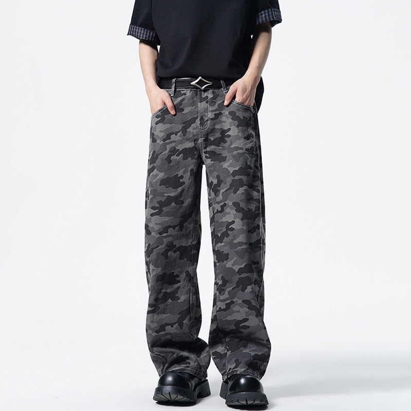 Camouflage curved knife casual loose silhouette pants
