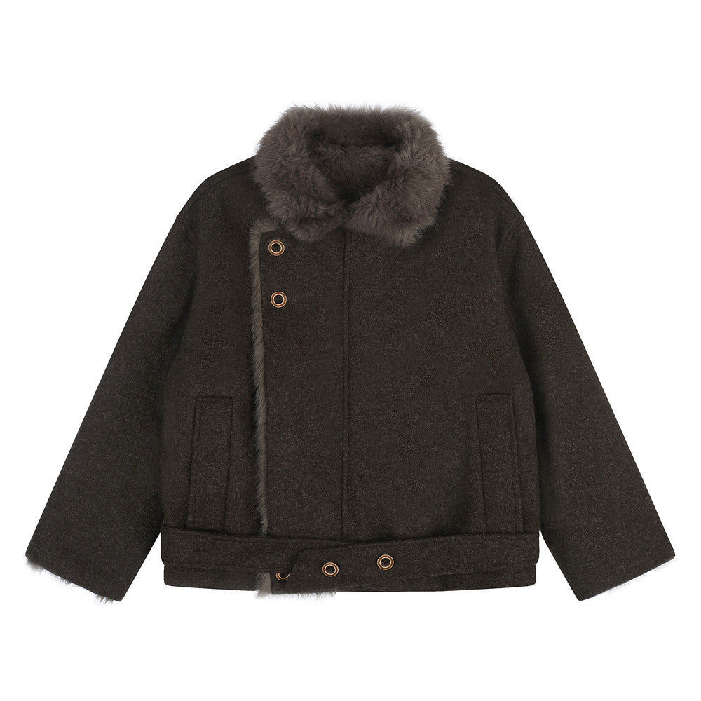 Imitation rabbit fur lapel fur jacket