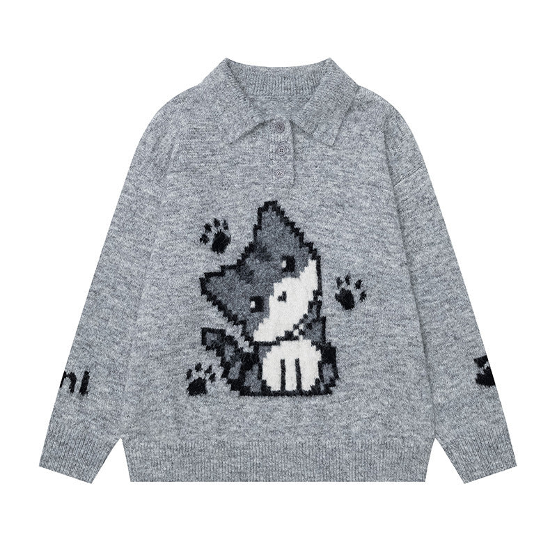 Fun Pixel Style Dog Sweater Knitted Sweater