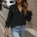 Autumn new European and American women's clothing pullover solid color long sleeved shirt for women